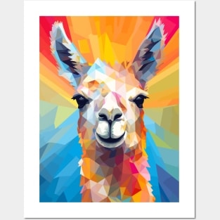 Llama Face Abstract Colorful Art Posters and Art